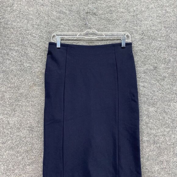 Ann Taylor Skirt Women 2 Blue Midi Straight Zipper Mid Rise Rayon Casual Solid - Picture 3 of 9